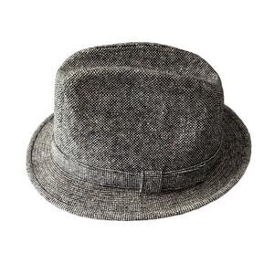 DORFMAN PACIFIC wool fedora hat men's black and white Tweed